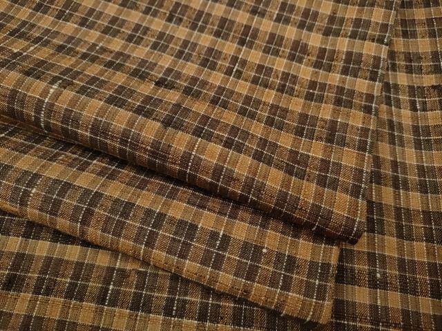 平和屋着物●郡上紬　草木染　格子柄　正絹　逸品　CABD7297ut 平和屋着物○郡上紬 草木染 格子柄 正絹 逸品 CABD7297ut 【公式通販】