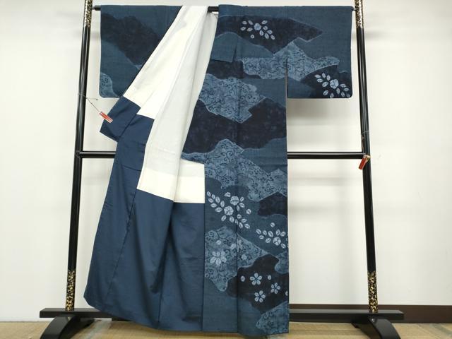平和屋着物●訪問着　紬地　絞り　切嵌舞花文　正絹　逸品　CABD7302ut_1