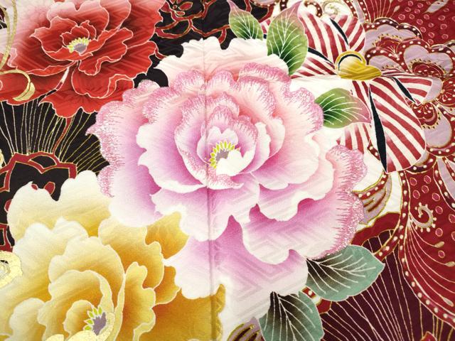 平和屋着物●豪華振袖　刺繍　リボン　舞花文　金彩　正絹　逸品　CABD7312ut 平和屋着物○豪華振袖 刺繍 リボン 舞花文 金彩 正絹 逸品 CABD7312ut
