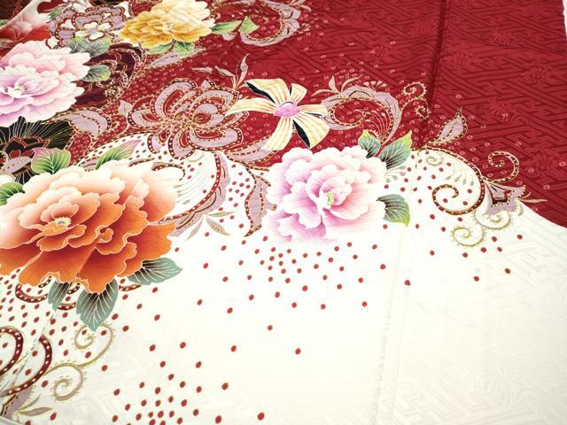 平和屋着物●豪華振袖　刺繍　リボン　舞花文　金彩　正絹　逸品　CABD7312ut 平和屋着物○豪華振袖 刺繍 リボン 舞花文 金彩 正絹 逸品 CABD7312ut
