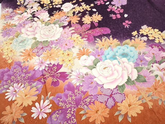 平和屋着物●訪問着　刺繍　舞花文　暈し染め　銀通し地　正絹　逸品　CABD7313ut_3