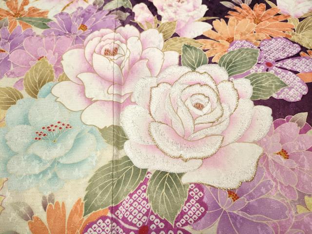 平和屋着物●訪問着　刺繍　舞花文　暈し染め　銀通し地　正絹　逸品　CABD7313ut_2