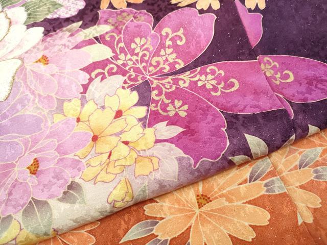 平和屋着物●訪問着　刺繍　舞花文　暈し染め　銀通し地　正絹　逸品　CABD7313ut_5