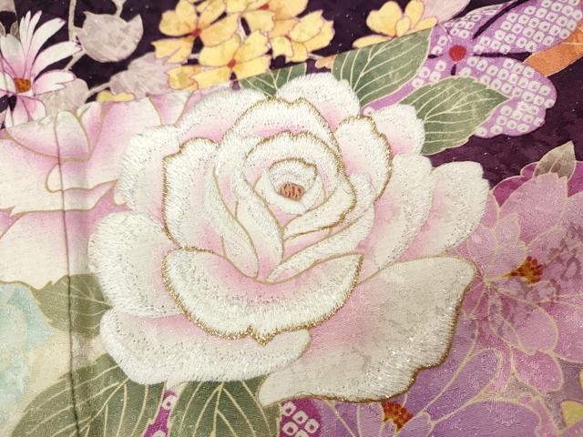 平和屋着物●訪問着　刺繍　舞花文　暈し染め　銀通し地　正絹　逸品　CABD7313ut_6