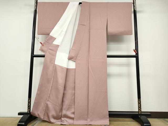 平和屋着物●上質な色無地　流水草花地紋　薄柿色　正絹　逸品　CABD7355ut_2