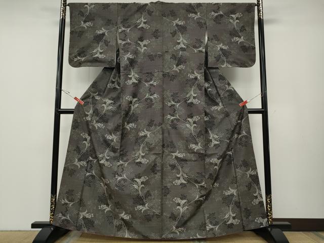 平和屋着物●本場大島紬　9マルキ　草花文　総絣　正絹　逸品　CABD7395ut_1