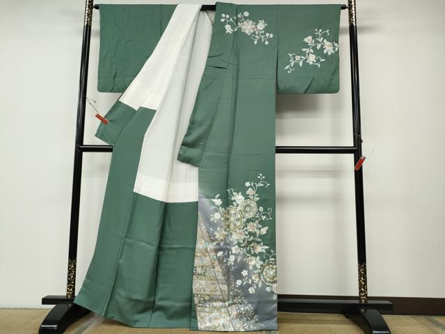 平和屋着物●訪問着　正倉院花唐草文　暈し染め　金銀彩　正絹　逸品　CABD7417ut_1