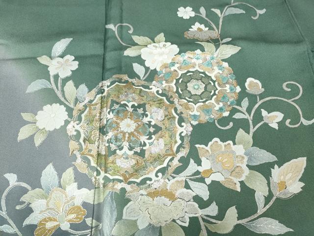 平和屋着物●訪問着　正倉院花唐草文　暈し染め　金銀彩　正絹　逸品　CABD7417ut_2