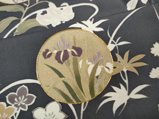 平和屋着物●訪問着　駒刺繍　草花丸文　金彩　正絹　逸品　CABD7439ut_5