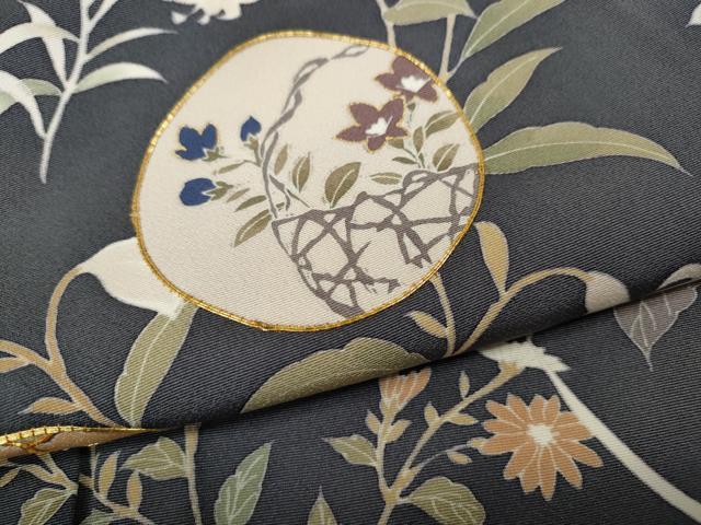 平和屋着物●訪問着　駒刺繍　草花丸文　金彩　正絹　逸品　CABD7439ut_6