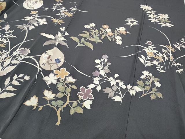平和屋着物●訪問着　駒刺繍　草花丸文　金彩　正絹　逸品　CABD7439ut_4