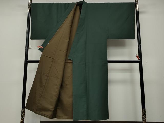 平和屋着物●男性　紬　アンサンブル　色無地　革色　大丸扱い　正絹　逸品　CABD7450ut_1