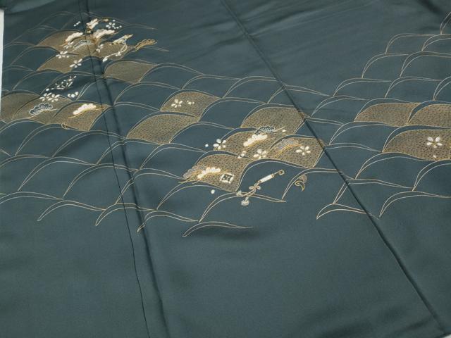 平和屋着物●訪問着　駒刺繍　宝尽くし松花文　金彩　正絹　逸品　CABD7457ut 平和屋着物○訪問着 駒刺繍 宝尽くし松花文 金彩 正絹 逸品 CABD7457ut