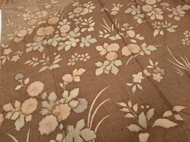平和屋着物●訪問着　紬地　刺繍　草花文　仮絵羽　正絹　逸品　未使用　CABD7461ut_3