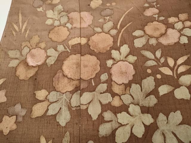 平和屋着物●訪問着　紬地　刺繍　草花文　仮絵羽　正絹　逸品　未使用　CABD7461ut_2