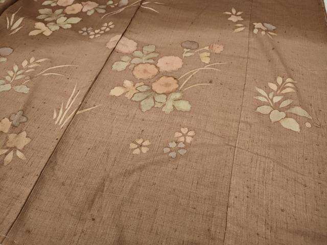 平和屋着物●訪問着　紬地　刺繍　草花文　仮絵羽　正絹　逸品　未使用　CABD7461ut_4