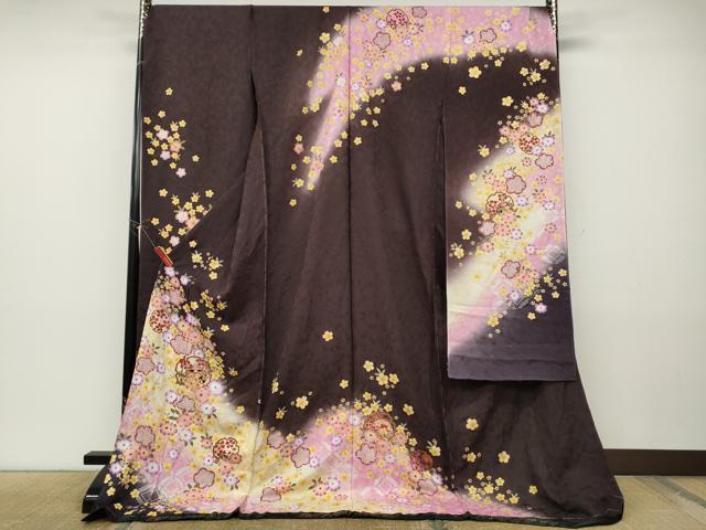 平和屋着物●豪華振袖　雪輪糸巻き舞花文　暈し染め　金彩　仮絵羽　逸品　未使用　CABD7462ut