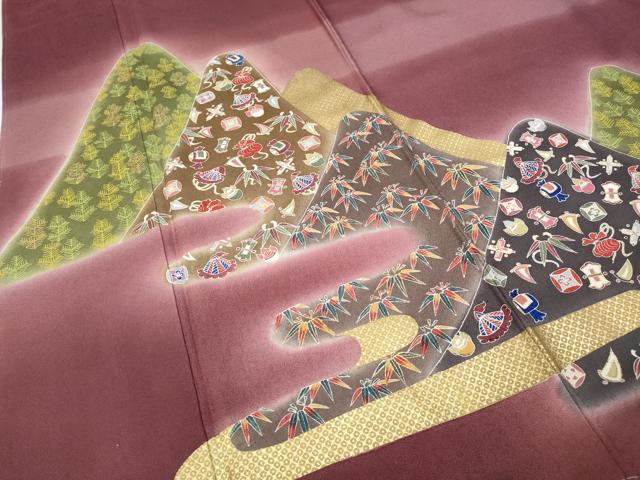 平和屋着物○訪問着 遠山宝尽くし松文 暈し染め 金彩 正絹 逸品 未使用