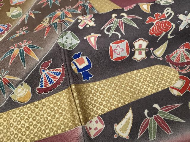 平和屋着物●訪問着　遠山宝尽くし松文　暈し染め　金彩　正絹　逸品　未使用　CABD7472ut 平和屋着物○訪問着 遠山宝尽くし松文 暈し染め 金彩 正絹 逸品 未使用