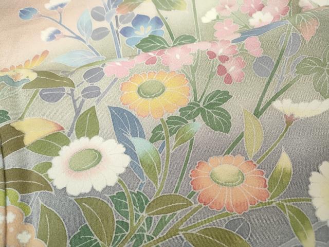 平和屋着物●訪問着　友禅　草花文　暈し染め　正絹　逸品　CABD7487ut_5