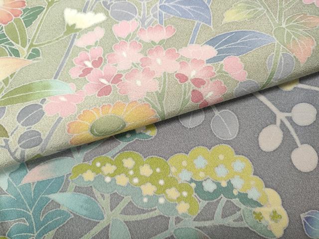 平和屋着物●訪問着　友禅　草花文　暈し染め　正絹　逸品　CABD7487ut_6