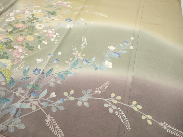 平和屋着物●訪問着　友禅　草花文　暈し染め　正絹　逸品　CABD7487ut_4