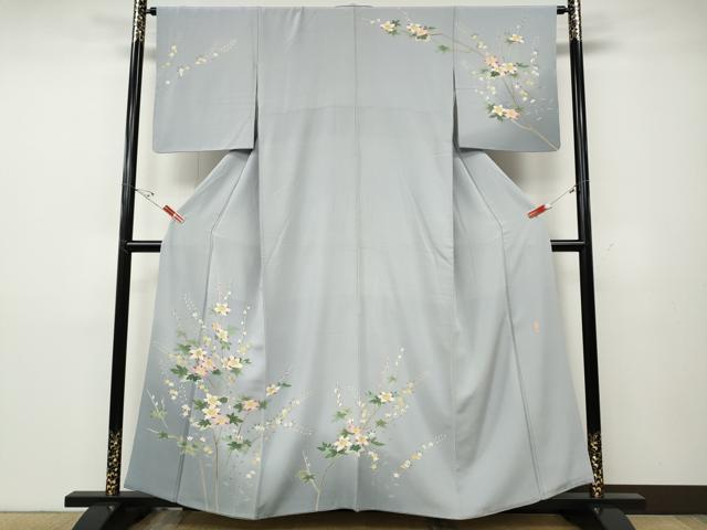 平和屋着物●本加賀友禅作家　藤村建雄　訪問着　枝花文　正絹　逸品　CABD7496ut