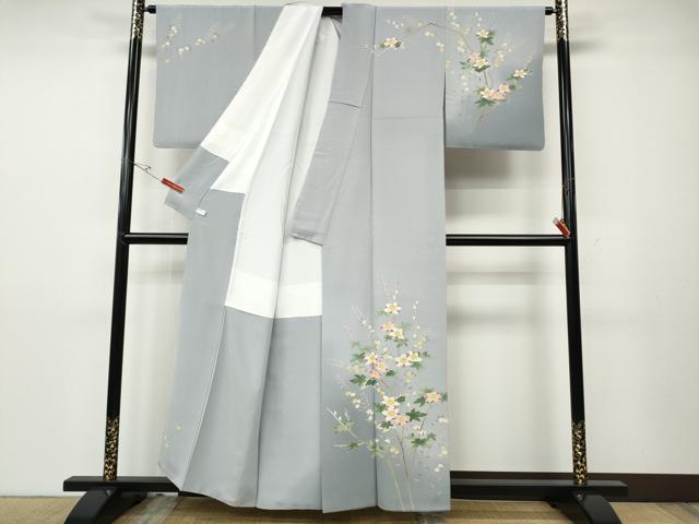 平和屋着物●本加賀友禅作家　藤村建雄　訪問着　枝花文　正絹　逸品　CABD7496ut_1