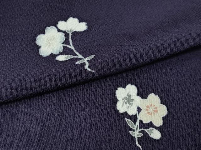 平和屋着物●洛楽人工房　訪問着　舞桜文　鬼しぼ縮緬　正絹　逸品　CABD7499ut 平和屋着物○洛楽人工房 訪問着 舞桜文 鬼しぼ縮緬 正絹 逸品