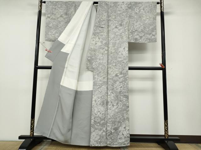 平和屋着物●山岡古都・古都染人　染織美術品　薬墨染　天目織　お召　雪輪飛鶴花文　正絹　逸品　未使用　CABD7521ut_2