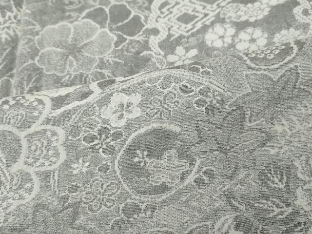 平和屋着物●山岡古都・古都染人　染織美術品　薬墨染　天目織　お召　雪輪飛鶴花文　正絹　逸品　未使用　CABD7521ut_5