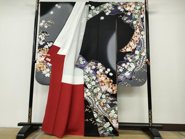 平和屋着物○豪華振袖 舞花文 暈し染め 金彩 正絹 逸品 DAAK8923az