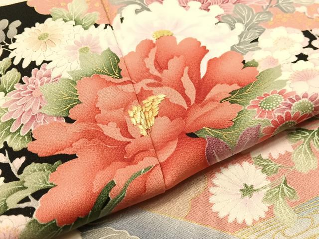 平和屋着物●訪問着　刺繍　地紙枝花鳥文　暈し染め　金彩　やまと誂製　正絹　逸品　CABD8007vp_5