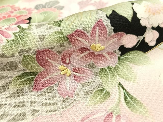 平和屋着物●訪問着　刺繍　地紙枝花鳥文　暈し染め　金彩　やまと誂製　正絹　逸品　CABD8007vp_6