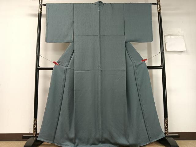 平和屋着物●ファッションデザイナー　HIROKO KOSHINO　コシノヒロコ　色無地　吉祥地紋　青鈍色　反端付き　正絹　逸品　未使用CABD8014vp 平和屋着物○ファッションデザイナー HIROKO KOSHINO コシノヒロコ 色