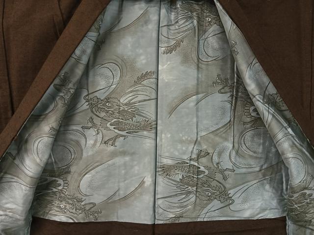 平和屋着物●男性　紬　アンサンブル　色無地　黒鳶色　正絹　逸品　未使用　CABD8047vp_5