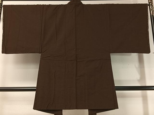 平和屋着物●男性　紬　アンサンブル　色無地　黒鳶色　正絹　逸品　未使用　CABD8047vp_6