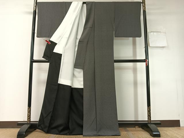 平和屋着物●江戸小紋　染士：西宮伊智郎　彫士：住田双光　角通し　黒地　正絹　逸品　CABD8075vp 平和屋着物○江戸小紋 染士：西宮伊智郎 彫士：住田双光 角通し 黒地
