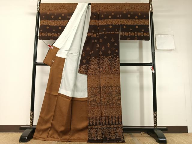 平和屋着物●訪問着　孔雀更紗唐草文　暈し染め　さが美扱い　ロング丈　正絹　逸品　CABD8077vp_1