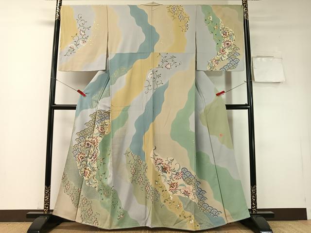 平和屋着物●訪問着　作家物　道長更紗唐草文　金彩　正絹　逸品　未使用　CABD8078vp