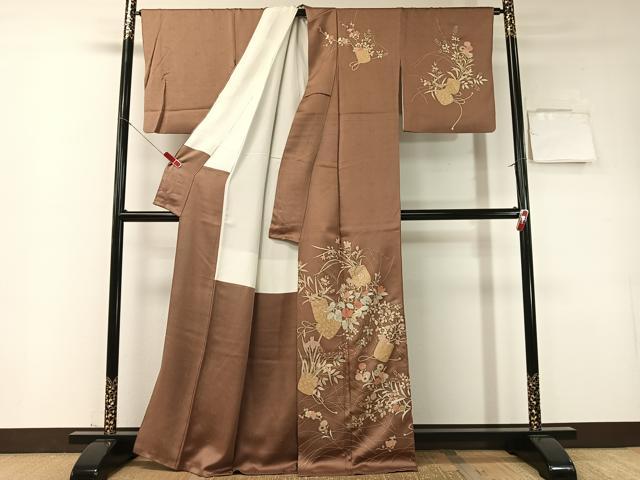 平和屋着物●訪問着　花篭文　金彩　正絹　逸品　CABD8127vp_1