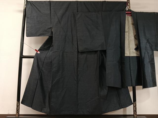 平和屋着物○極上 男性 紬 アンサンブル 長羽織 濃い香染色 羽裏・笹竹
