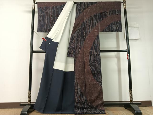 平和屋着物●訪問着　お召地　道長文様　金彩　伊勢丹扱い　正絹　逸品　CABD8210vp_1
