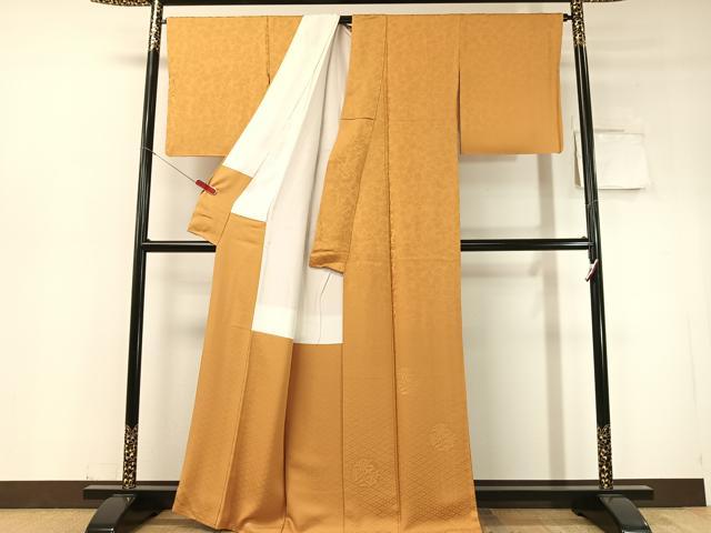 平和屋着物●無地絵羽訪問着　草花丸地紋　狐色　正絹　逸品　CABD8229vp_1