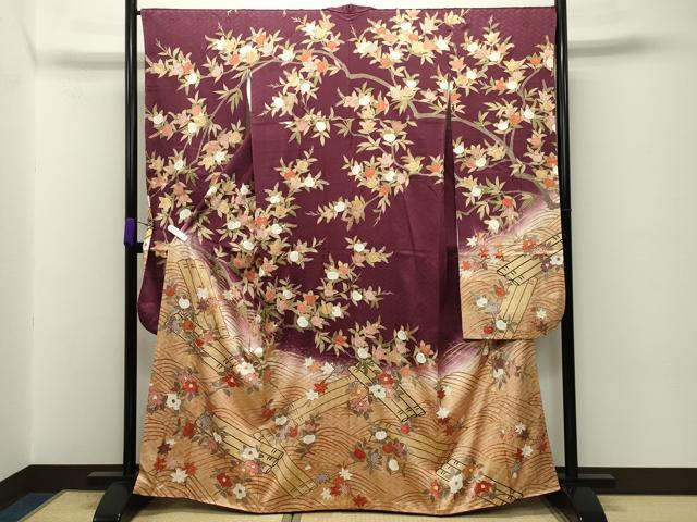 平和屋着物●十日町老舗ブランド　吉澤友禅　吾妻徳穂　振袖　駒刺繍　橘花筏　暈し染め　金彩　やまと誂製　正絹　逸品　CABD8821gh