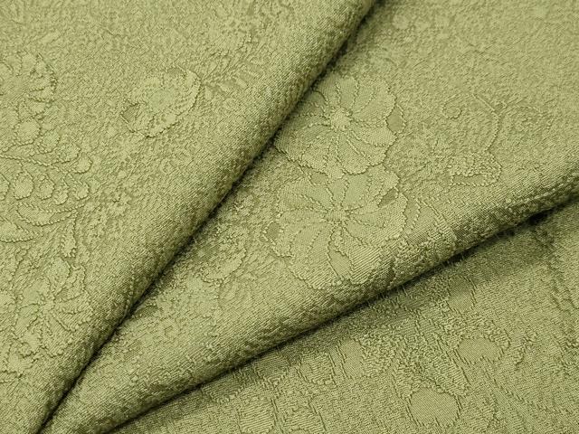 平和屋着物●上質な色無地　辻が花地紋　草色　正絹　逸品　CABD8838gh