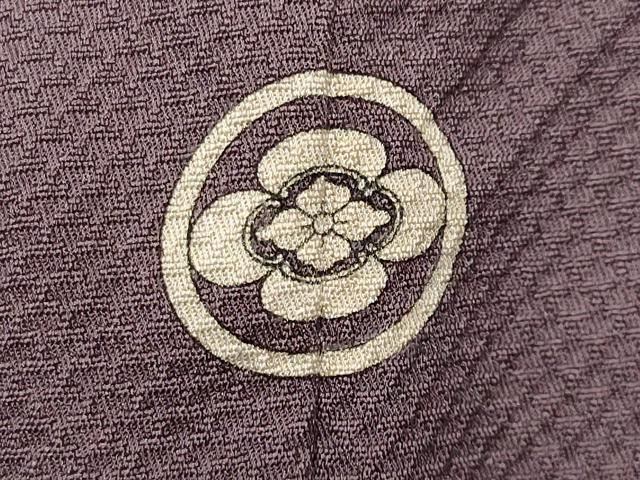 平和屋着物●本草木染作家　圓啓　色無地　花菱地紋　葡萄鼠色　正絹　逸品　未使用　CABD8839gh_7