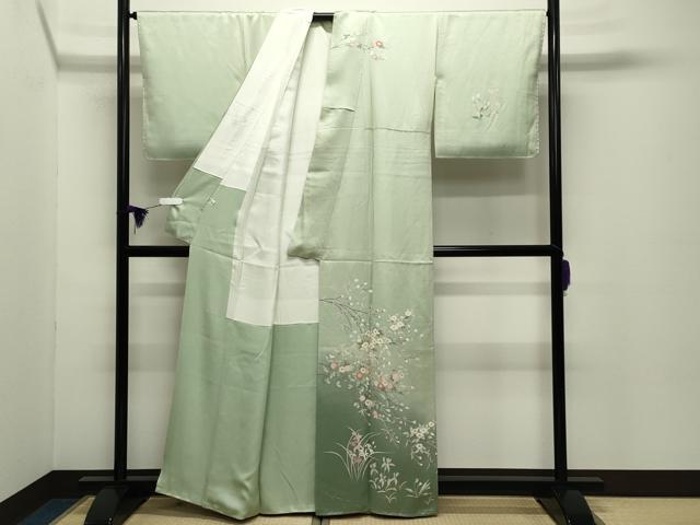 平和屋着物●訪問着　作家物　枝花文　暈し染め　金彩　正絹　逸品　未使用　CABD8879gh_1