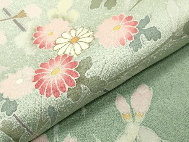 訪問着フルセット5点サイズM〜Ｌ手描き　刺繍霰枝花文暈し染めたたき染め金彩正絹 平和屋着物○訪問着 作家物 枝花文 暈し染め 金彩 正絹 逸品 未使用