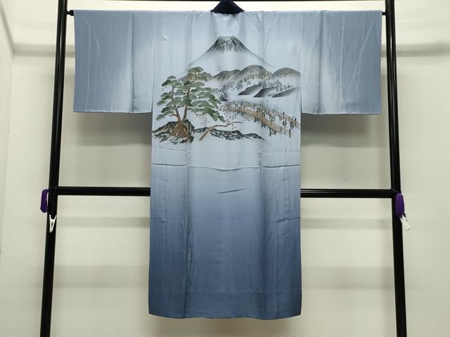 平和屋着物●男性　紬　髭紬羽織・長襦袢セット　色無地　濃藍色　正絹　逸品　CABD8903gh_7